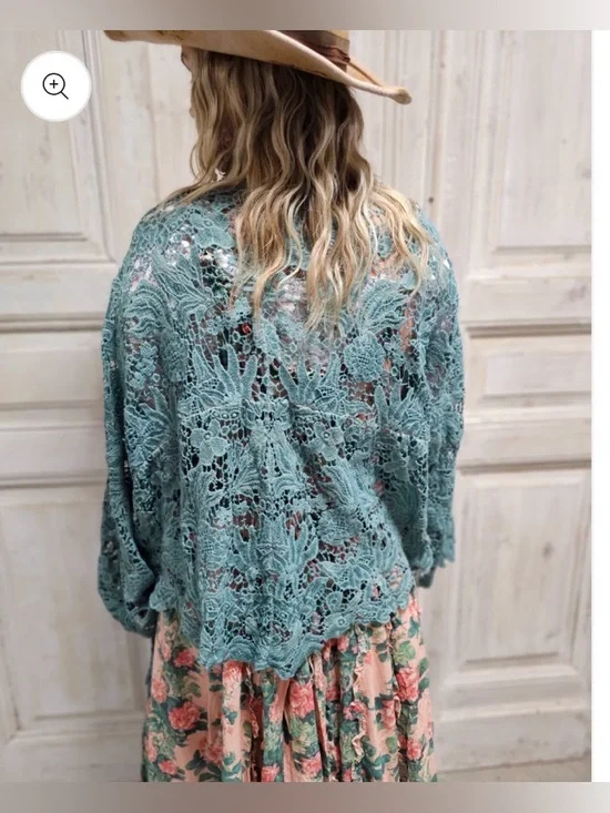 NEW!! 🔥 A Rare Bird Crochet 🦋 Butterfly Throwover Cardigan Boho Lace O/S NWT - Picture 3 of 11